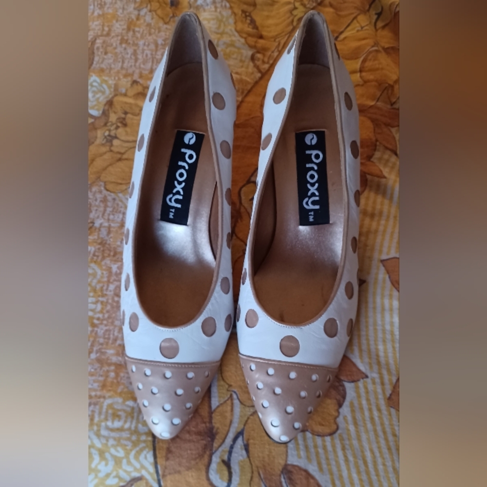 Vintage Made In Spain Proxy Polka-Dot Kitten Heels